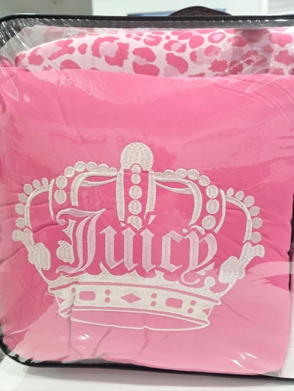 Juicy Couture KING 8 piece Pink Leopard Comforter and Sheets set